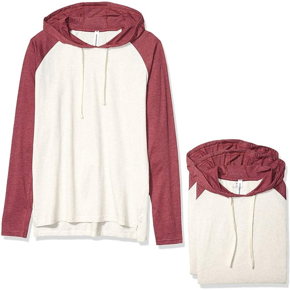 Aquaguard Men's Men's Hooded Raglan LonG-Sleeve Fine Jersey T-Shirt - B Wh/ Vn Gr/ Ttn - S (3 Pack)