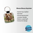 thumbnail image 2 of Brown Bear Watercolor Design With Daisies Faux Leather Square Keychain, 2 of 7