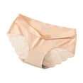 thumbnail image 3 of QLEICOM Seamless Underwear for Women,Womens Panties,Icy Silk Lace Panties for Women Seamless Mid Rise Invisible Lightweight Breathable Fabric for Smooth No Show Look Beige, 3 of 4