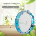 thumbnail image 5 of 10 Inch Hand Held Tambourine Double Row Tambourine Drum Set Percussion Instrument Musical Educational Toy Instrument for Church Performance Kids Adults with Tuning Key Blue, 5 of 7