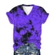 thumbnail image 3 of ICHUANYI Clearance Women's Tie-dye V Neck Tunic Tops Crack Color Print Loose Short Sleeve Tops Blouse(Purple, L) ICHUANYI WER2023080800851, 3 of 4
