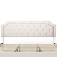 thumbnail image 4 of Queen Size Cream Color Bed Frame Upholstered Low Profile Traditional Platform with Tufted and Nail Headboard, 4 of 9