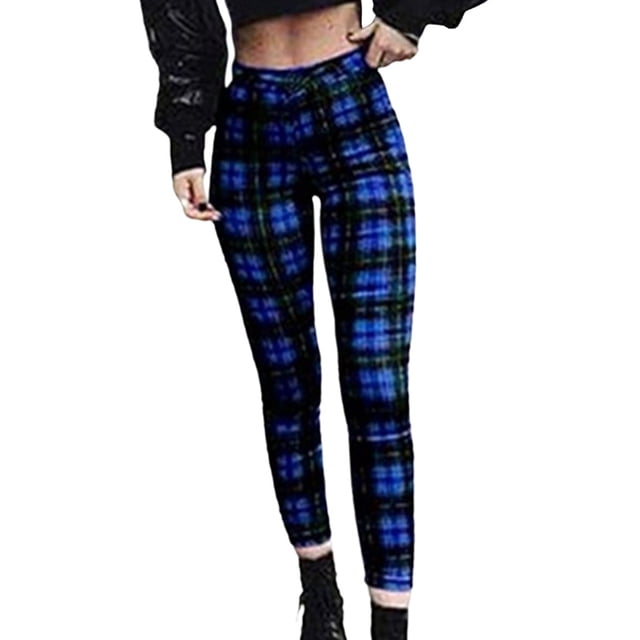 Leggings de mujer Pantalones de entrenamiento de cintura alta Pantalones de jogging Deportes casuales Medias activas Pantalones a cuadros