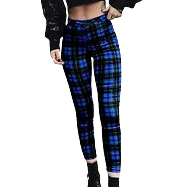 Leggings de mujer Pantalones de entrenamiento de cintura alta Pantalones de jogging Deportes casuales Medias activas Pantalones a cuadros