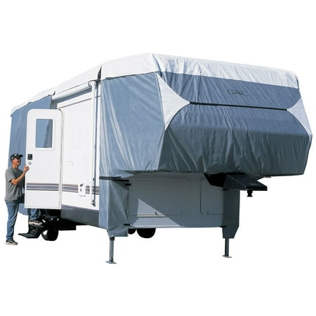 Classic Accessories OverDrive PolyPRO™ 3 Deluxe 5th Wheel Cover or Toy Hauler Cover, Fits 20' - 23' RVs - Max Weather Protection RV Cover, Grey/Snow (Best Quality 5th Wheel Manufacturers)