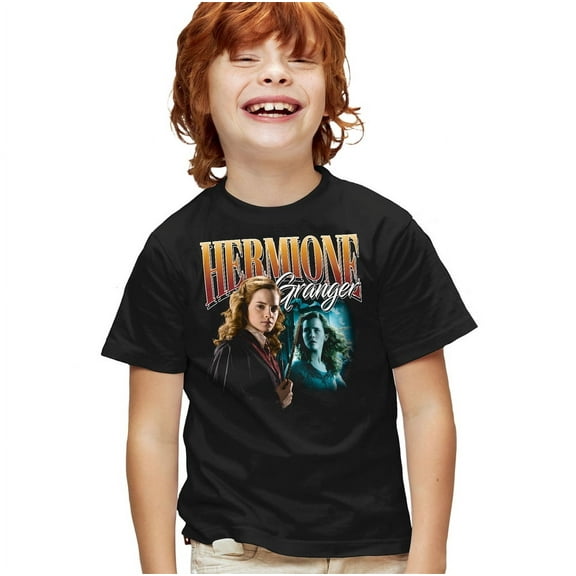 Harry Potter Hermione Granger Homage Kids T Shirt for Youth Boys and Girls, Black, Medium