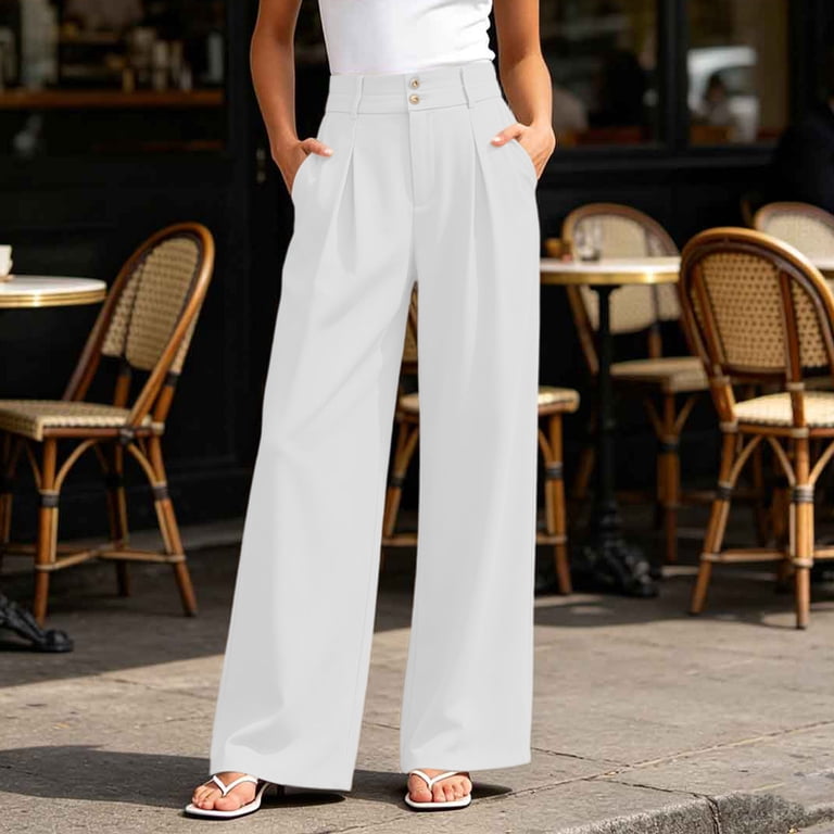 high waisted wide leg dress pants plus size Womens Plus Size Wide Leg High Waisted Dress Pants, Black, Size 3X
