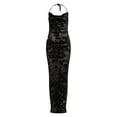 thumbnail image 4 of Cenuakty Women´s Summer Long Skinny Sling Dress Black Sleeveless Halter Sheer Floral Evening Dress, 4 of 9