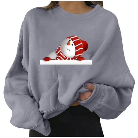 

Womens Crewneck Sweatshirt Casual Cute Christmas Long Sleeve Loose Pullover Tunic Shirt