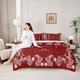 thumbnail image 5 of jejeloiu Rich Paisley 7pcs Queen Bedding,Bohemian Print Bedding Comforter Set Queen For Adults,Red White,Reversible, 5 of 7