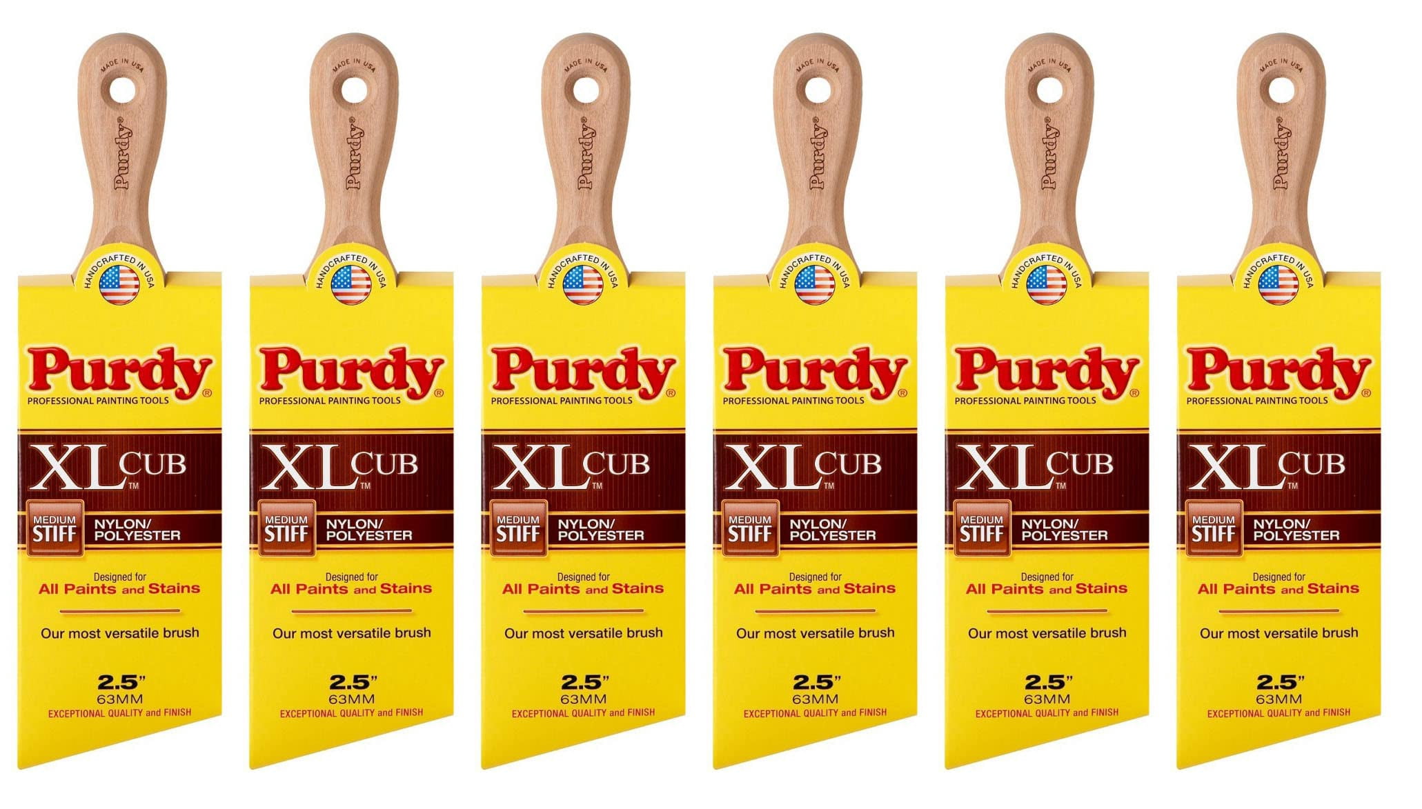 Genuine Purdy 6 Pack XL Cub Angular 2-1/2" Paint Brushes 144153325-6PK