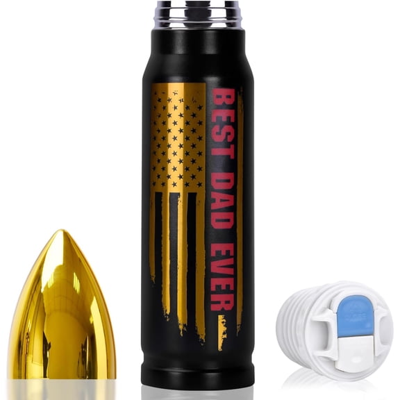 Fathers Day Dad Gifts for Men Stepdad Grandpa, Funny Christmas Gifts for Boyfriend Husband 17oz Stainless Steel Bullet Tumble on Birthday Thanksgiving Valentines Stocking Stuffers for Men