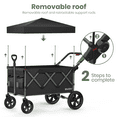 thumbnail image 3 of GVDV Wagon Stroller for Kids, 3-in-1 Collapsible Double Stroller Wagon for Toddlers with Removable Canopy, 5-Point Harness, Pull & Push Handle and All-Terrain Beach Wheels, Black, 3 of 8