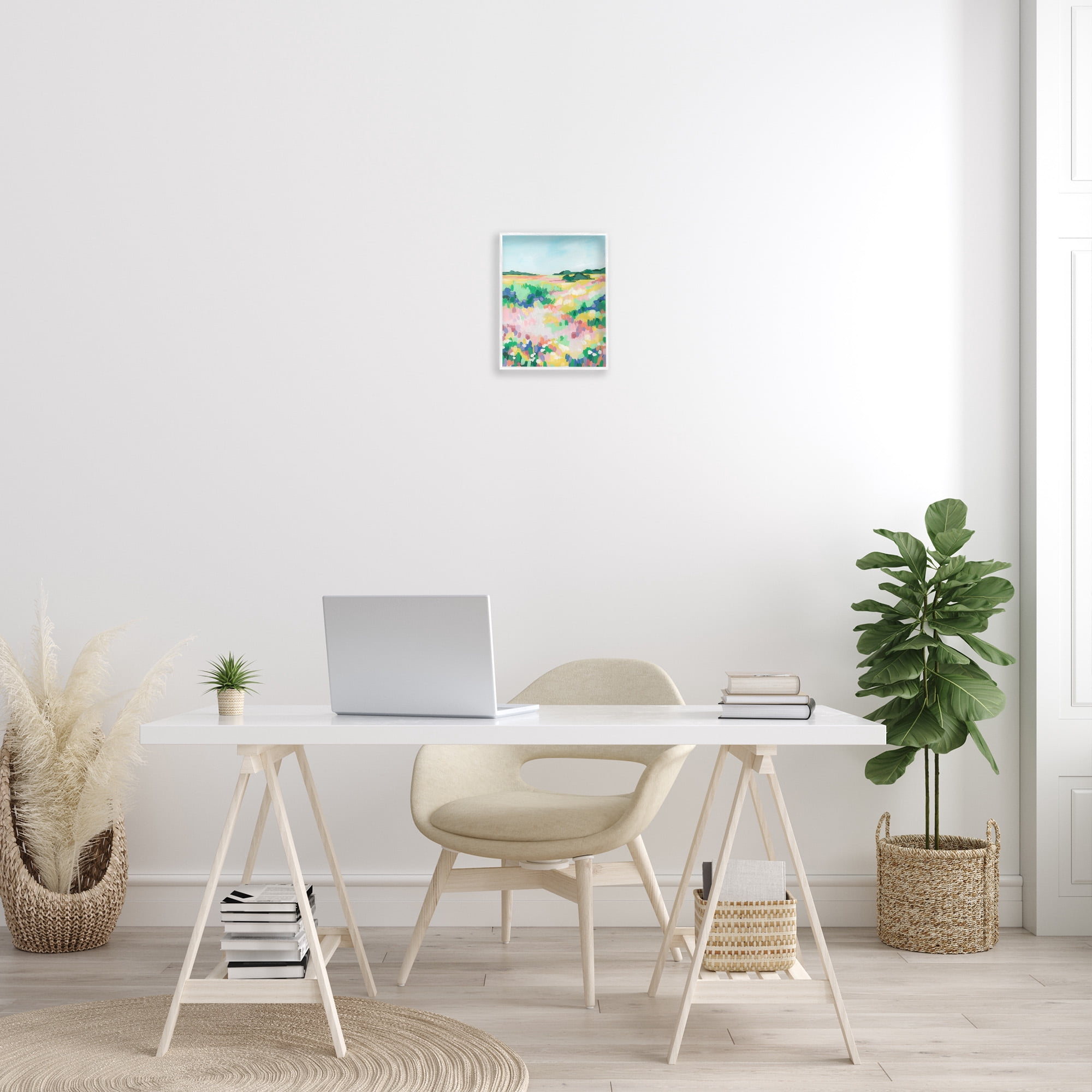 Stupell Industries Bold Speckled Landscape Landscape Painting White Framed Art Print Wall Art, 11 x 14