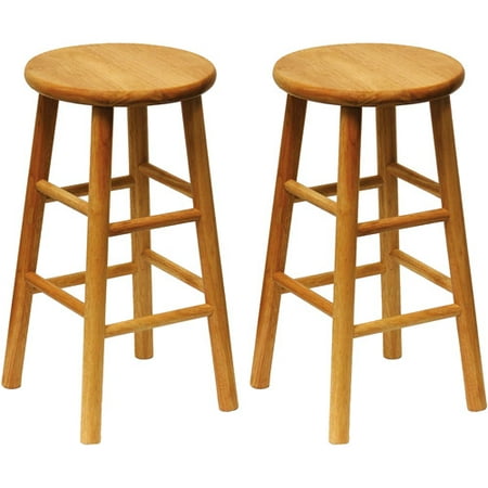 Winsome Wood Tabby 24” Beveled Seat Stools, 2-PC, Multiple Finishes