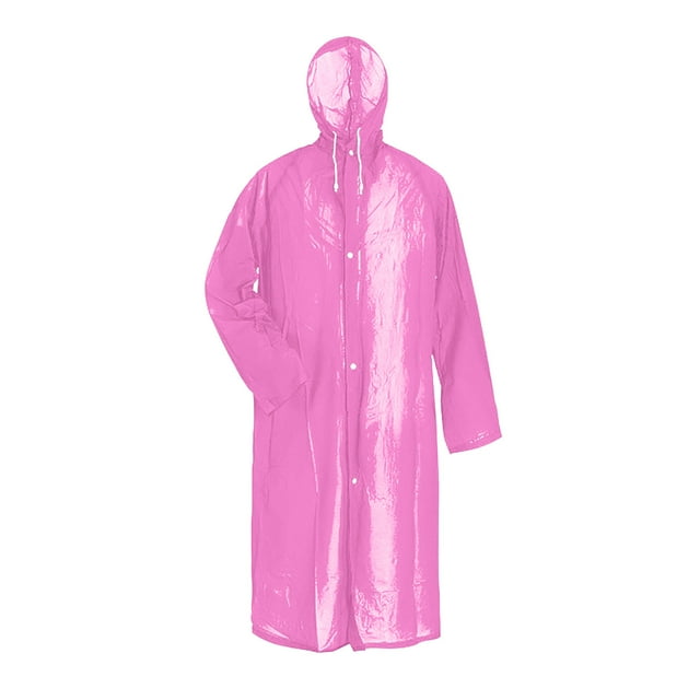 MIASHUI Poncho de Pluie pour Adultes Léger Réutilisable Vestes de Protection contre la Pluie, Rose Vif, Taille Unique