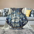 thumbnail image 2 of WYYP Throw Blanket Blue Chinoiserie Vase Winter Flannel Blanket Chinoiserie Style Blanket Blue and White Porcelain Oriental Garden Warm Throw Blanket for Bed Sofa for All Seasons White, 2 of 6
