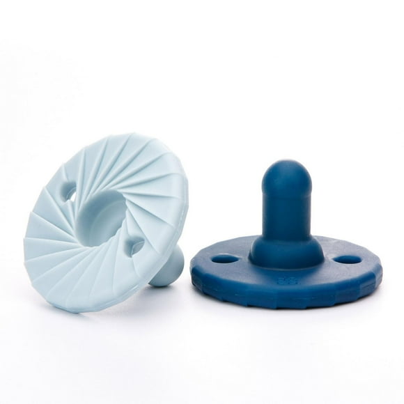 Doddle & Co - Bébé, nourrisson - Sucette en silicone Tokyo Pop - Étape 2 - Forme naturelle - Paquet de 2 - Marine / Nuage 9