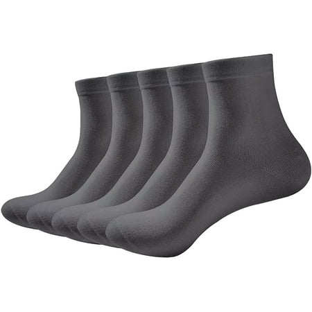 

SERISIMPLE Women Ankle Socks Bamboo Crew Thin Boot Lightweight Soft Breathable Socks 5 Pairs (Dark Grey Medium)
