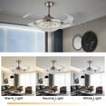 thumbnail image 5 of 42 inches Indoor Ceiling Fan with Light and Remote Control, Modern Crystal Retractable 4-Blades LED Chandelier Ceiling Light Fixture for Living Room Dining Room Silver, 5 of 8