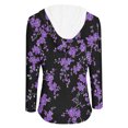 thumbnail image 4 of Hoodies for Women Floral Blouse Autumn Outfit Casual Long Sleeve Hooded Thin Sweatshits with Half Button Neck M, 4 of 5