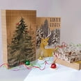 Christmas Brown & Green Deer Printed Kraft Gift Boxes, 3 Assorted Sizes