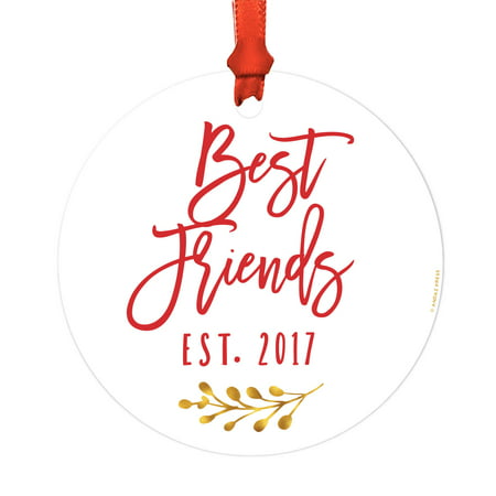 Adoption Family Metal Christmas Ornament, Best Friends Est. 2017, Includes Ribbon and Gift (Unique Christmas Gifts For Best Friends)