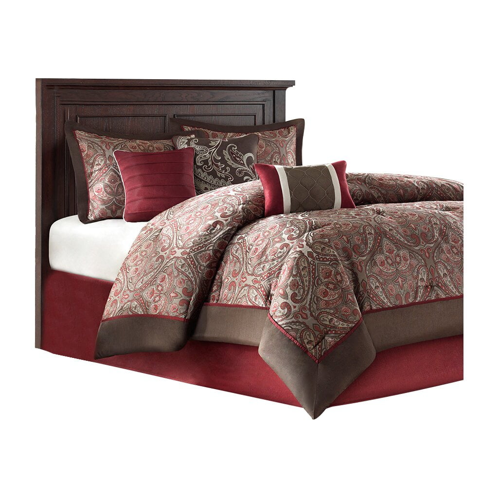 Red King Madison Park Talbot 7 Piece Comforter Set Size 