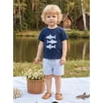thumbnail image 5 of Toddler Baby Boy Summer Outfits Shark Applique Short Sleeve T-shirts and Striped Shorts 2 Piece Casual Set, 5 of 7