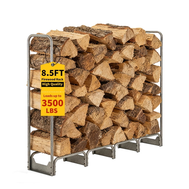 Heavy Duty Indoor/Outdoor Steel Log Storage Rack - Wood Pile Holder Stacker Organizer for Fireplace