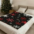 thumbnail image 5 of 1pc Hypoallergenic Flannel Blanket - All Season Soft Warm Blanket, Red and White Snowflake Print, 5 of 6