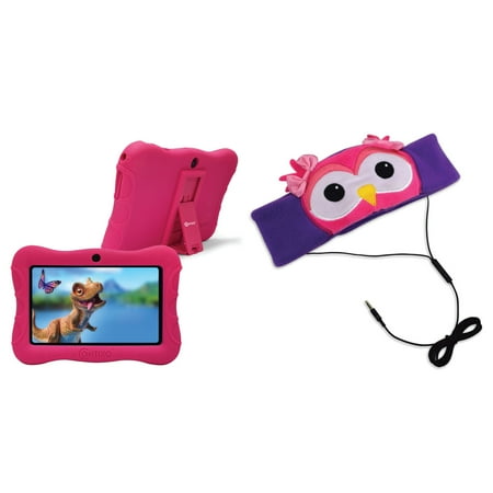 Contixo V9-3-32 PINK V9-3 Kids Tablet (Pink) & H1-Owl Kid's Fleece Headphones (Owl)