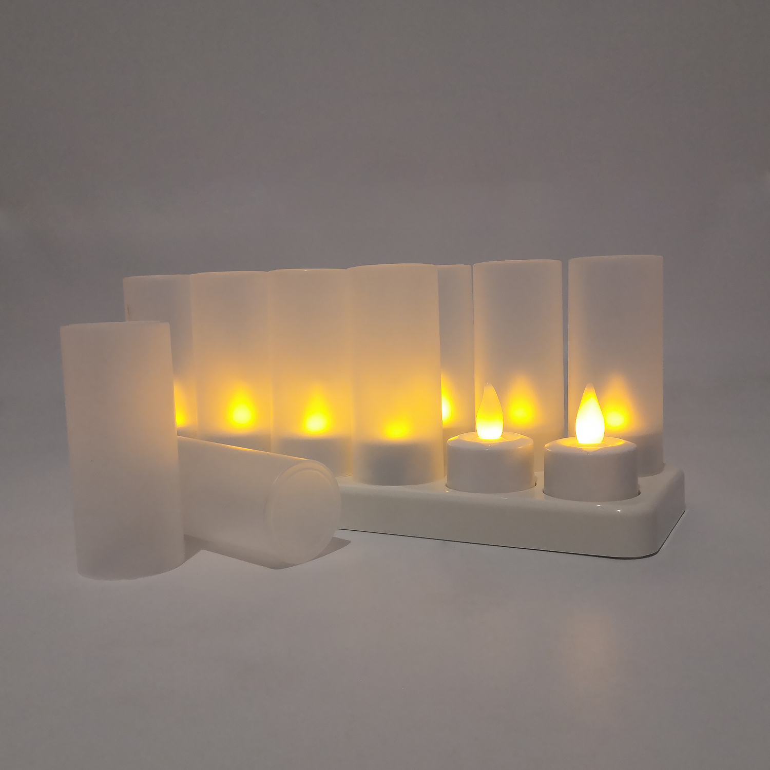 YASENN Rechargeable flameless Candles 12 Pack led Tea Lights Candles Realistic Flame Effect Program Flickering for Parties Weddings Bar Dinner Decorations