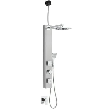 2-Jet Shower Panel System with Adjustable Square Raninfall Shower Head and Hand Shower Wand in Brushed Nickel