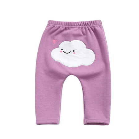 

Odeerbi Girls Leggings Newborn Children Kids Baby Cartoon Clouds Keep Warm Trousers Pants Purple
