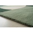 Corner Tech Pattern Hand-Tufted Wool Accent Rug, Green, Black & White Minimalist Pattern ...
