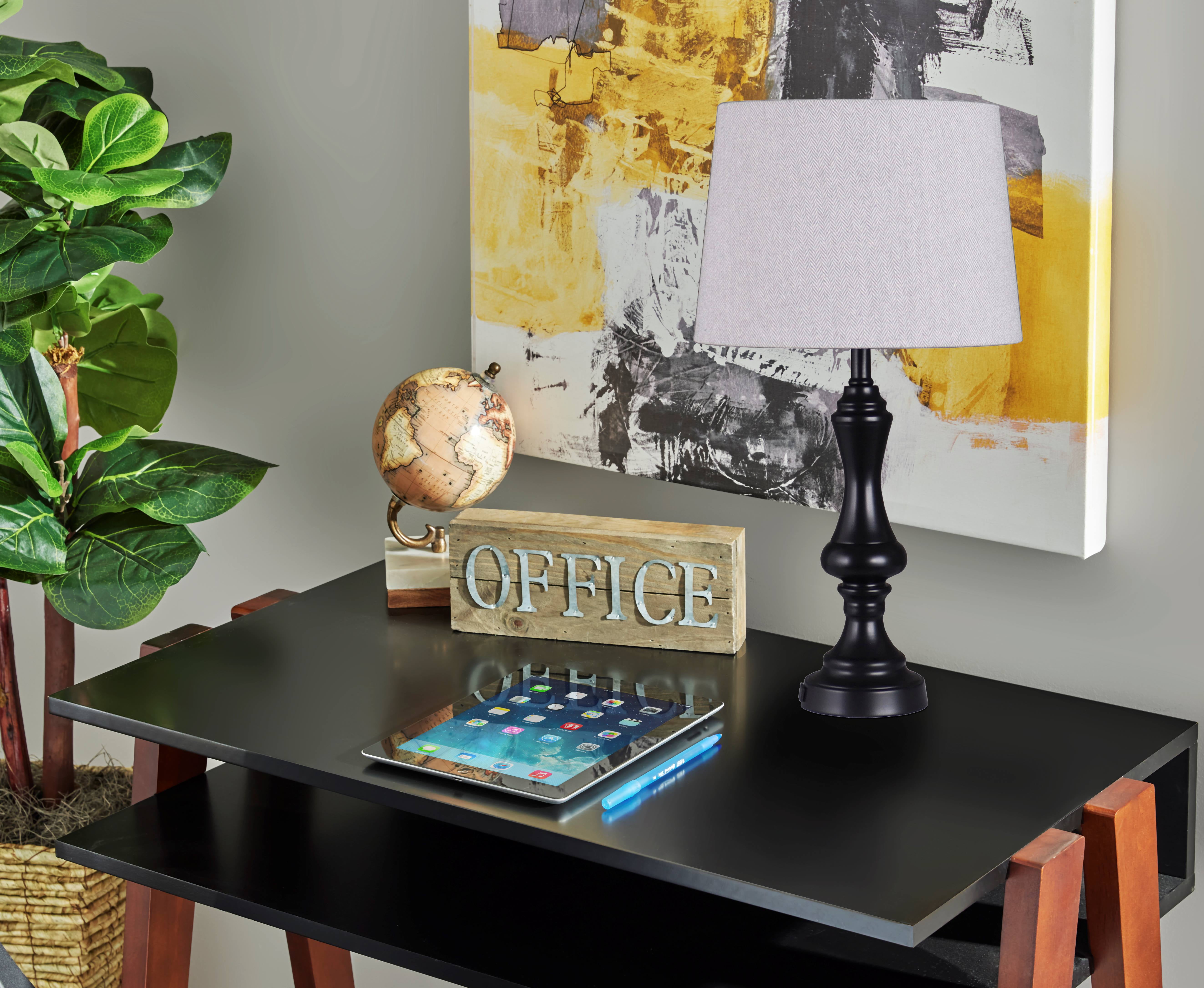 (1 pack) Simplee Adesso Black 18.75" Height Table Lamp Base, AC Outlet, Metal, Transitional Design, Any Room