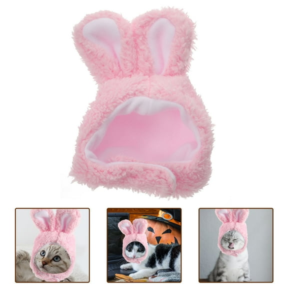 MUSEYA Small Dog Hats Pink Plush Pet Hat for Small Dogs and Cats 1Set