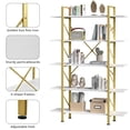 thumbnail image 3 of Dextrus 5-Tier Book Shelves and Bookcase, Steel Freestanding Open Display Storage Bookshelf Organizer for Home Office, Gold & White, 3 of 12