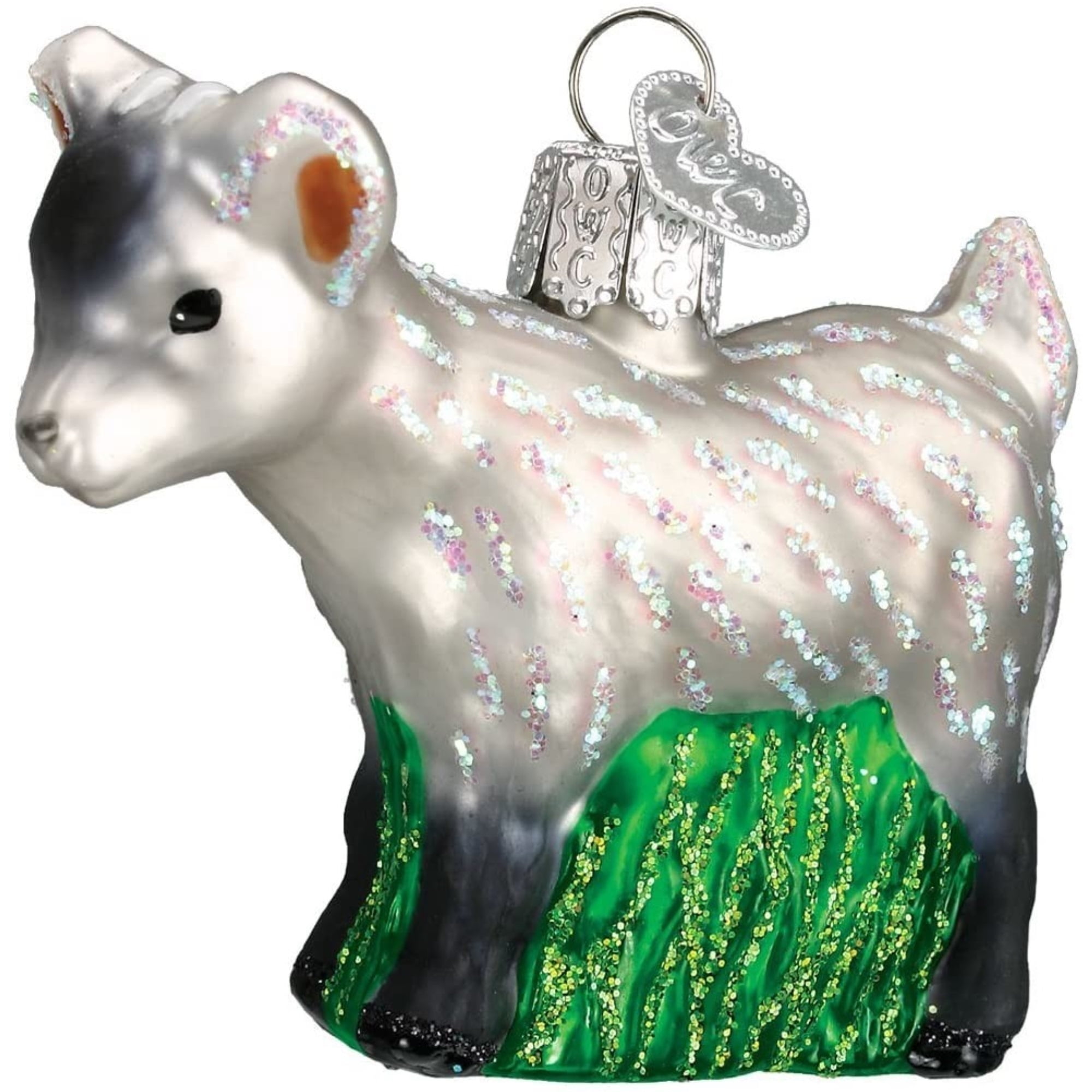 Set of 3 Black & White Goat Hair Ball Ornament Decoration 