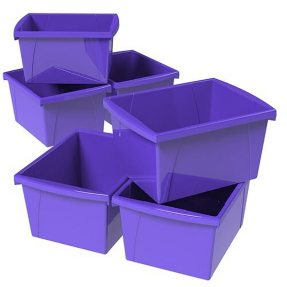 HomeStock Gothic Glamour 4-Gallon Storage Bin - Purple, 11.25"H x 13.63"W x 7.87"D, Set of 6, Perfect for Organizing Bookshelves or Cubbies