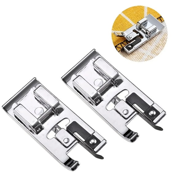 Lavish Cover Overlock Presser Foot, 2PCS Chrome-Plated Steel Overedge Stitching Feet, Universal for Most Low-Shank Sewing Machines