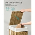 thumbnail image 3 of Foldable Laundry Hamper with Lid and Removable Liner, 9.5 Gallon Synthetic Rattan Basket for Small Spaces, Goose Yellow, 3 of 6