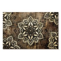 Elephant Stock Floral Geometric Mandalas Wall Art - Horizontal Canvas Wall Art - Living Room Wall Decor - Decor Elements Canvas - Brown And Black Decor - 36" x 24"