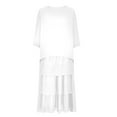 thumbnail image 4 of Women Dress Women Summer Fashion Short Sleeve Vent Round-Neck Casual Print Dress Boho Dresses for Women White XL, 4 of 6