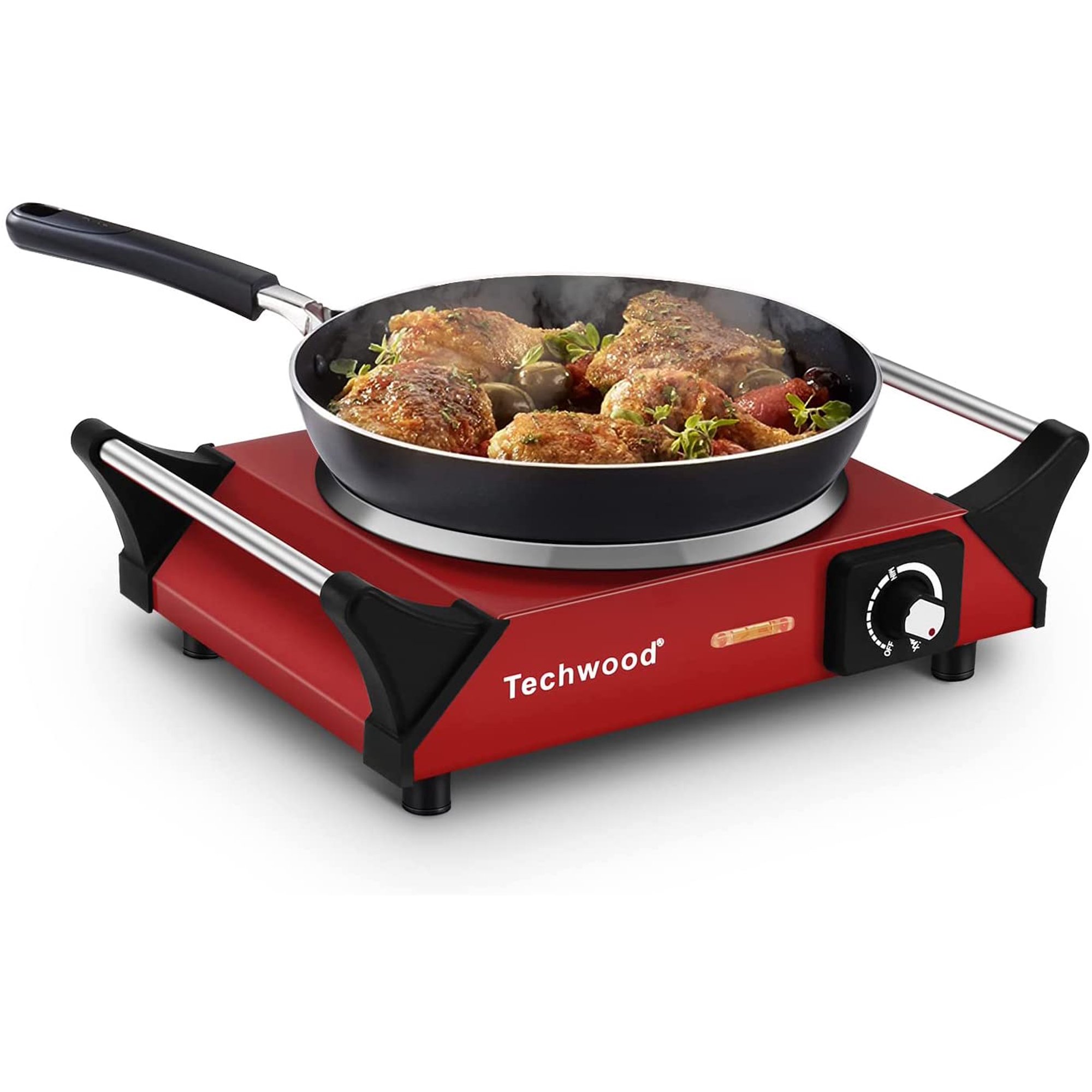 Hot Plate, Techwood Electric Stove for Cooking, 1500W Countertop Single  Burner with Adjustable Temperature u0026 Stay Cool Handles, 7.5” Cooktop for  Home/RV/Camp, Compatible for All Cookwares, Red - Walmart.com