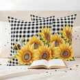 thumbnail image 3 of Outdoor Pillow Covers Farmhouse Watercolor Sunflower Bee Waterproof Pillow Cases 24x24 Set of 2, Black White Buffalo Plaid Throw Pillow Cover Pillowcase for Patio Balcony Couch Garden, 3 of 8