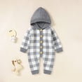 thumbnail image 4 of Youmylove Fall Winter Sweater For Kids Tops Unisex Baby Girl Boy Knitted Romper Jumpsuit Plaid Button Down Hooded Sweater Playsuit Clothes, 4 of 9