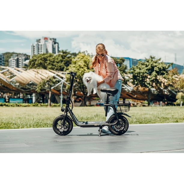 ZDZA Electric Scooter with Seat 750W Peak Motor with Carry Basket