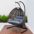 thumbnail image 2 of 2 Person Double Hanging Swing Egg Chairs,Indoor Outdoor Wicker Hanging Hammock with Stand,Cushioned Loveseat Chaise Lounger,Perfect for Patio Garden Porch Backyard House Indoor Decor, Black, 2 of 7